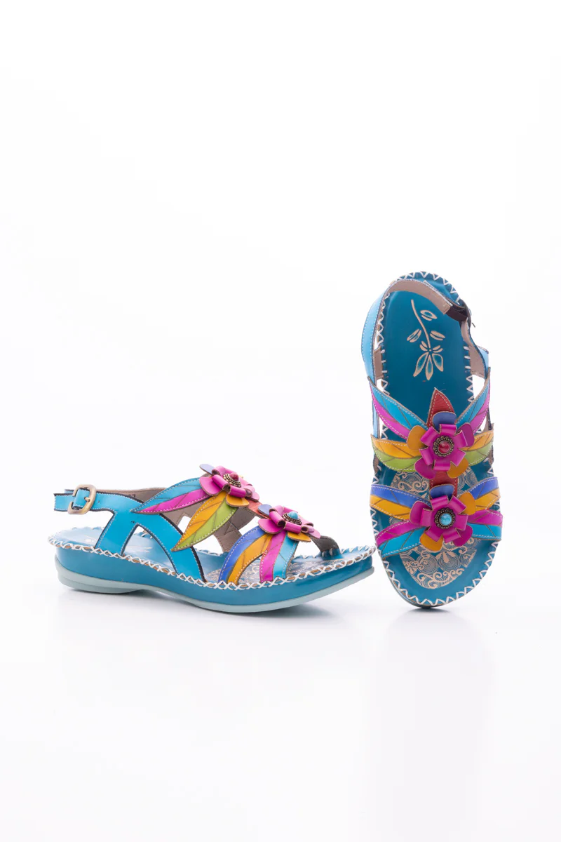 SOFFIA | SKYLAR BLOSSOM APPLIQUE LEATHER SLINGBACK SANDAL - Image 12