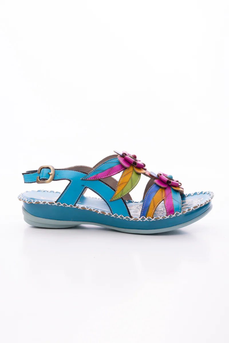 SOFFIA | SKYLAR BLOSSOM APPLIQUE LEATHER SLINGBACK SANDAL - Image 13