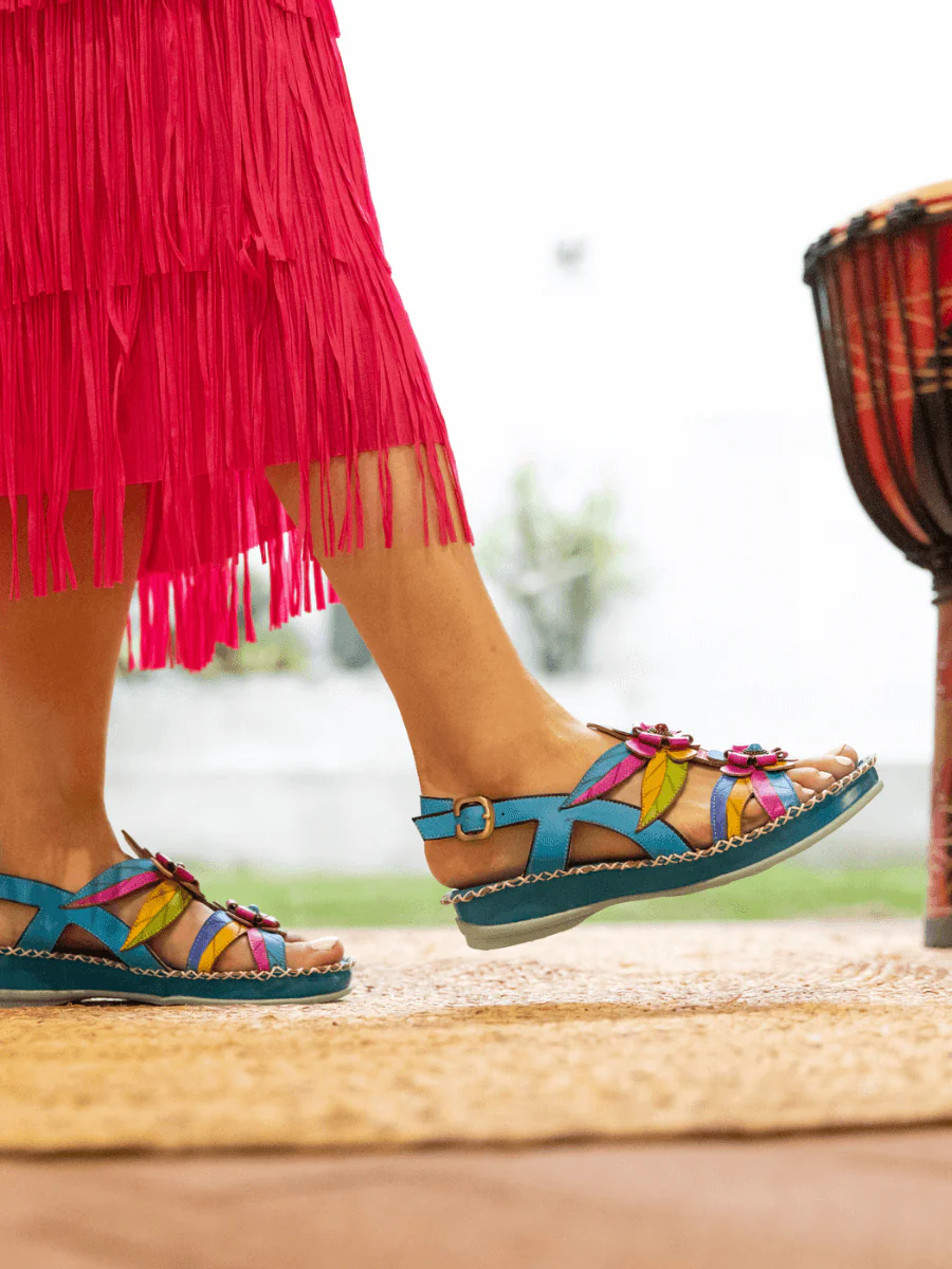 SOFFIA | SKYLAR BLOSSOM APPLIQUE LEATHER SLINGBACK SANDAL - Image 5