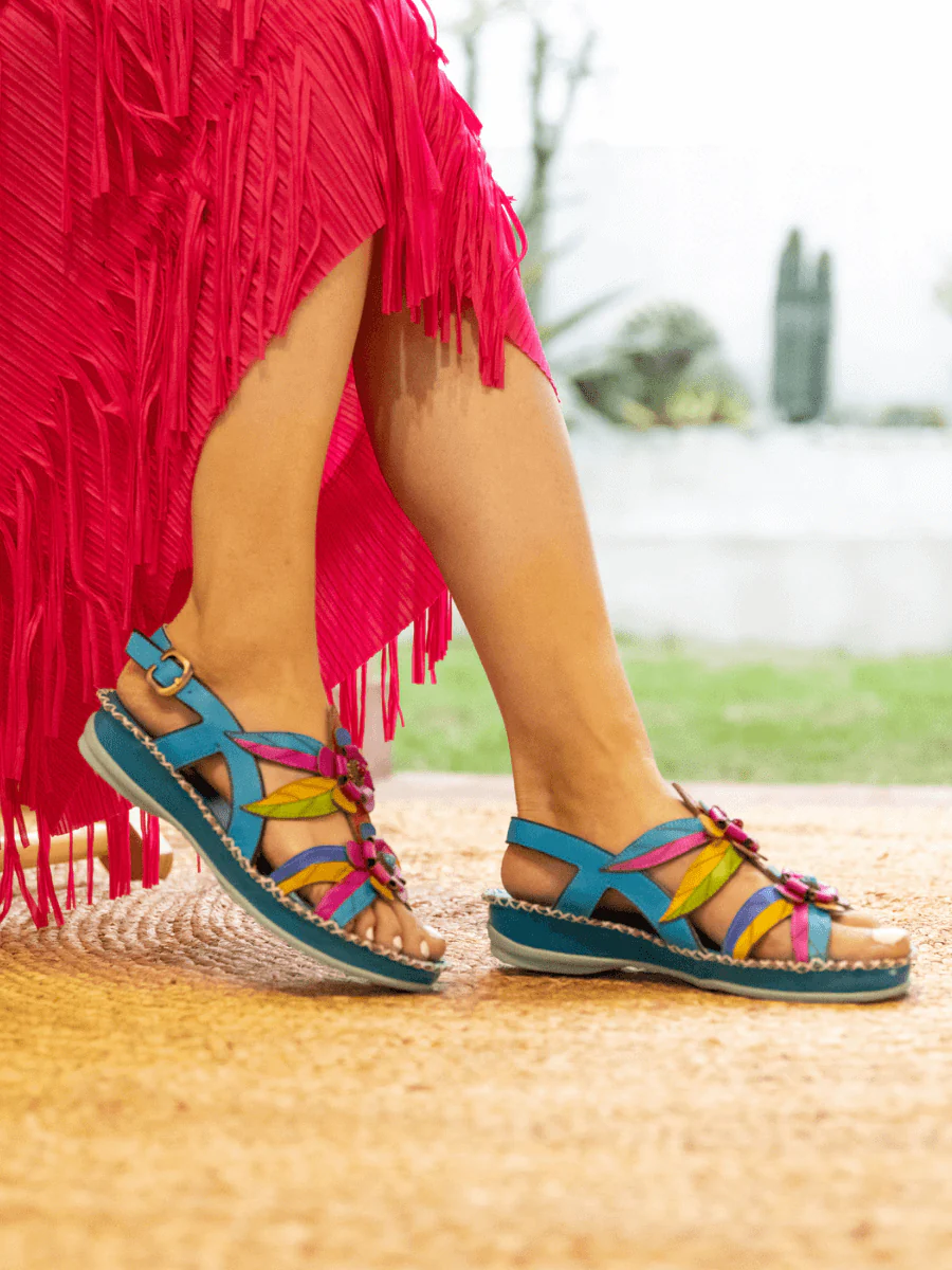 SOFFIA | SKYLAR BLOSSOM APPLIQUE LEATHER SLINGBACK SANDAL - Image 6