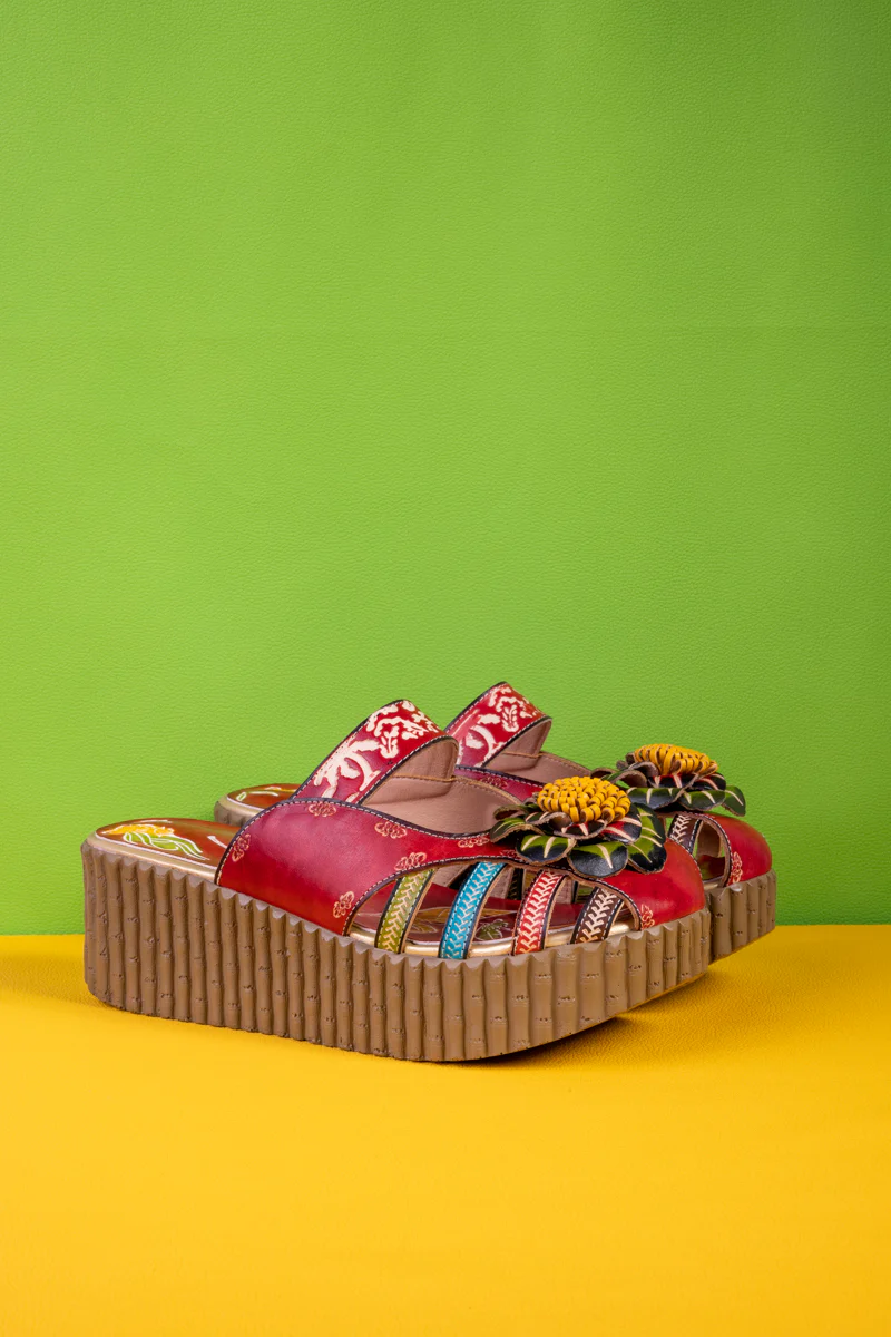 Soffia | Solanah Floral Embossed Leather Platform Clog - Image 2