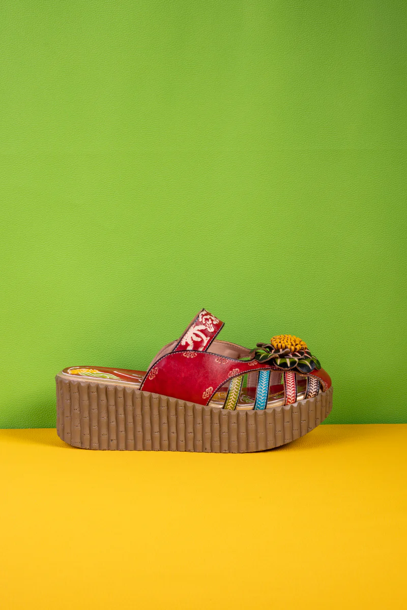 Soffia | Solanah Floral Embossed Leather Platform Clog - Image 3