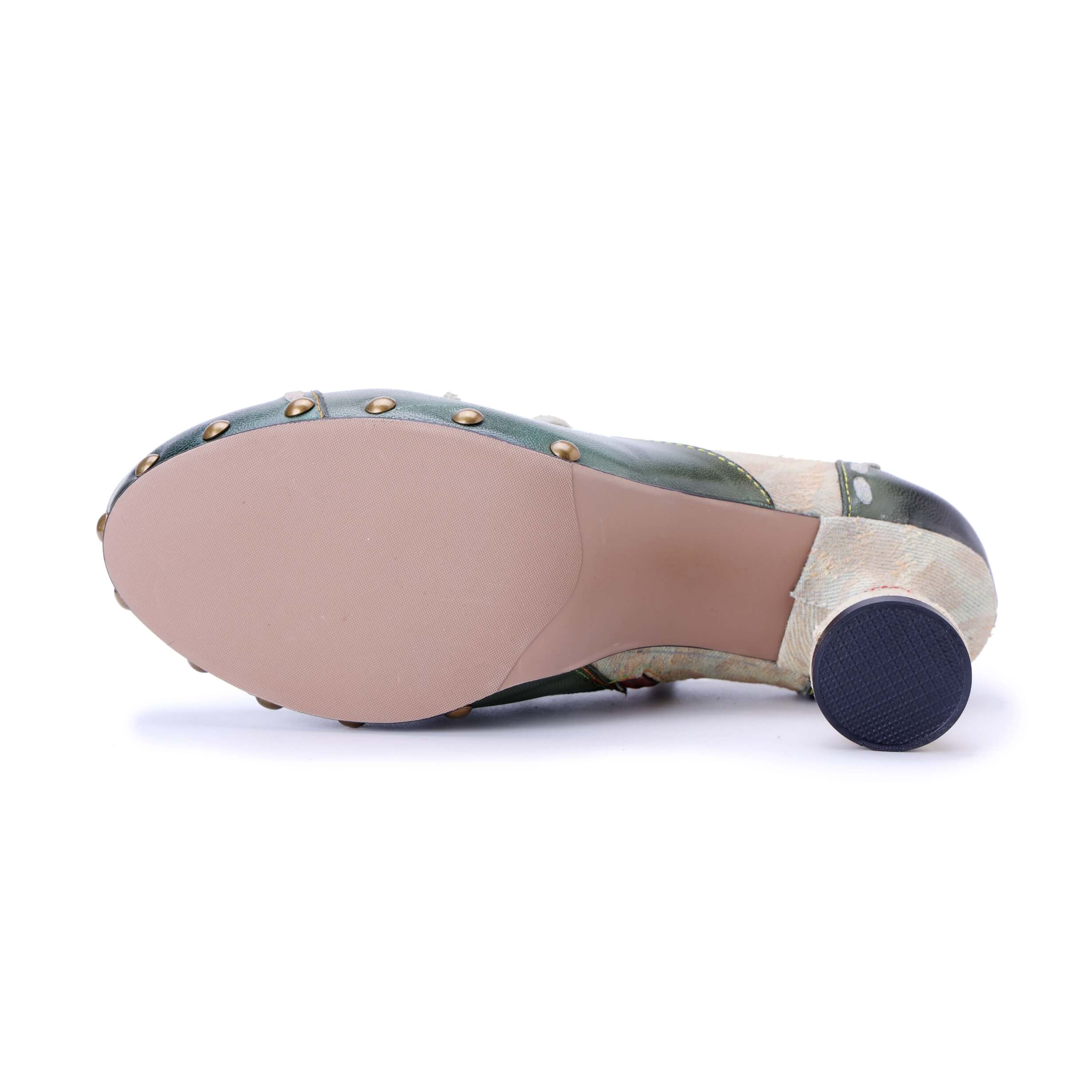 Soffia | Spring Breeze Studded Leather Canvas Brogues - Image 9
