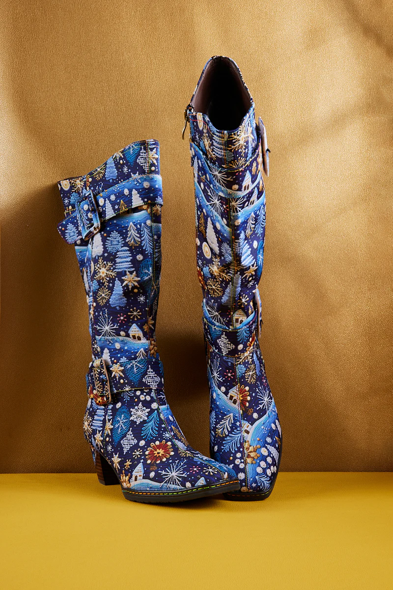 Soffia | Stanta Carnival Christmas Theme Knee-High Boots - Blue - Image 10