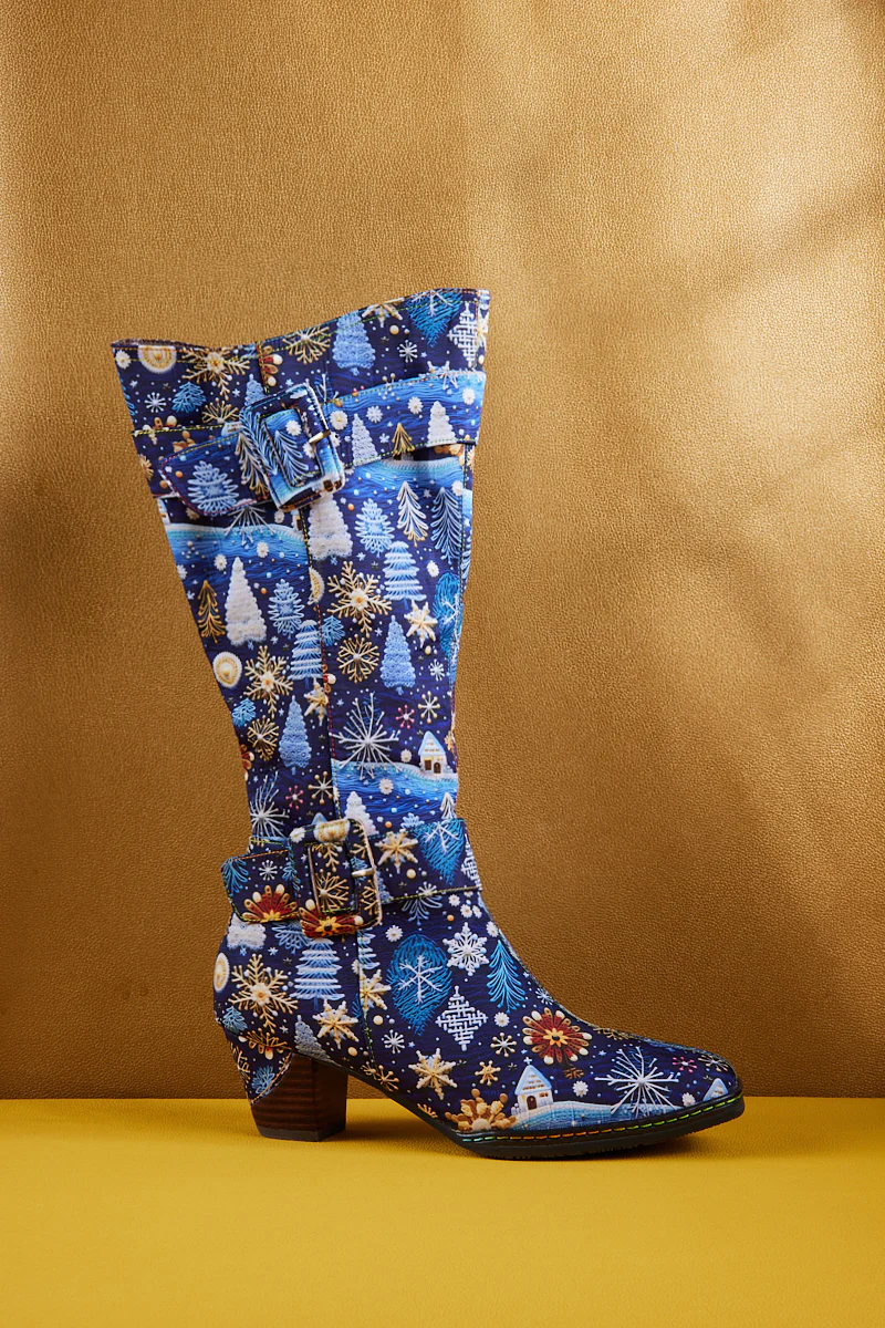 Soffia | Stanta Carnival Christmas Theme Knee-High Boots - Blue - Image 11