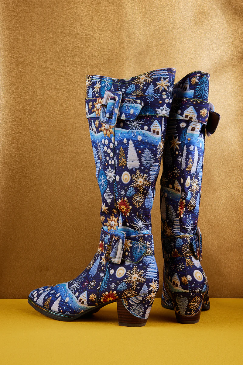 Soffia | Stanta Carnival Christmas Theme Knee-High Boots - Blue - Image 12