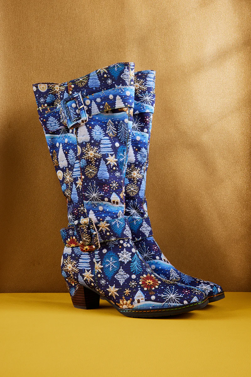 Soffia | Stanta Carnival Christmas Theme Knee-High Boots - Blue - Image 9