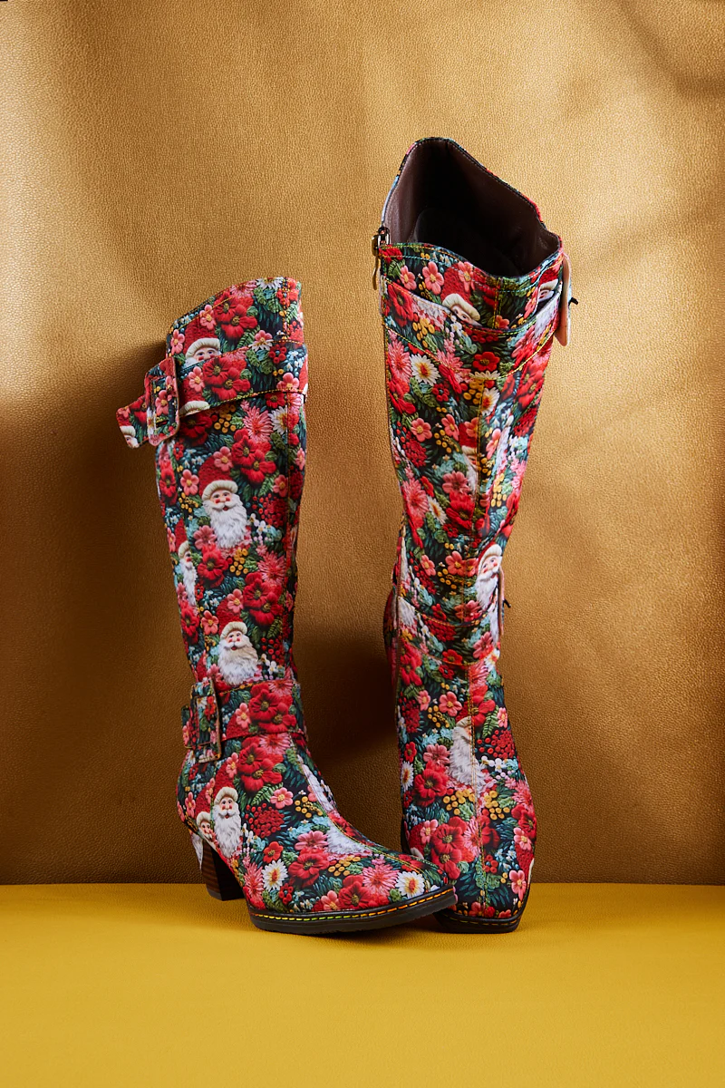 Soffia | Stanta Carnival Christmas Theme Knee-High Boots - Red - Image 11