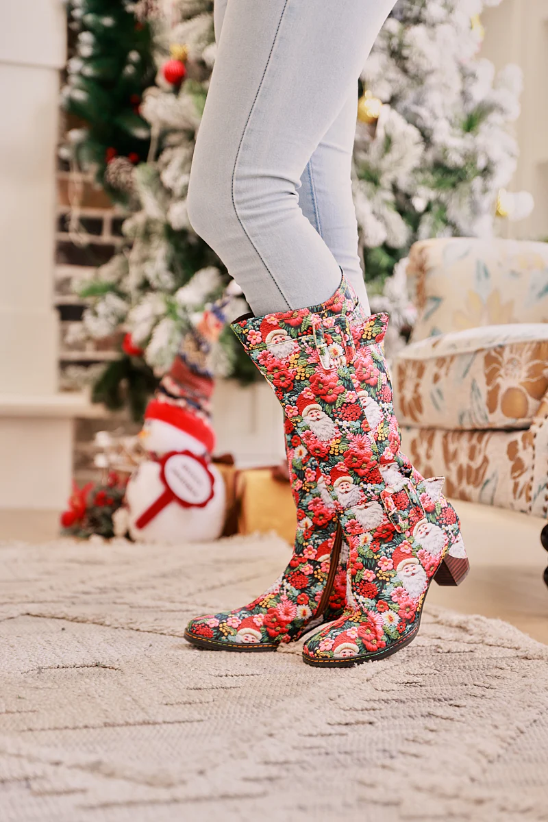 Soffia | Stanta Carnival Christmas Theme Knee-High Boots - Red - Image 2