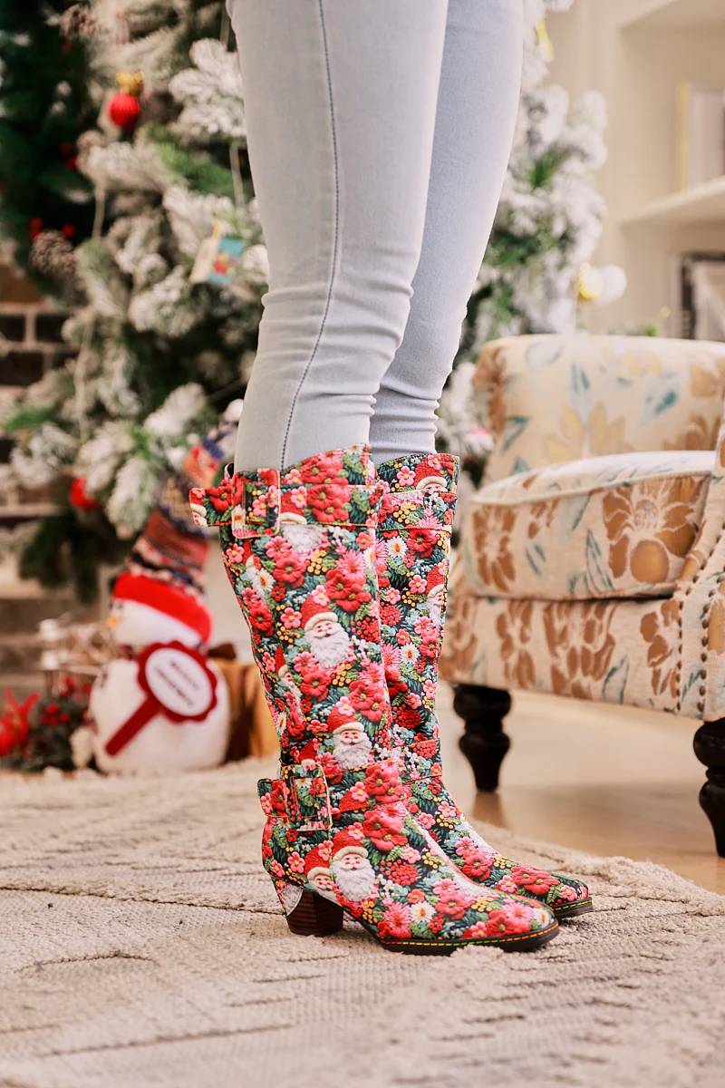 Soffia | Stanta Carnival Christmas Theme Knee-High Boots - Red - Image 3