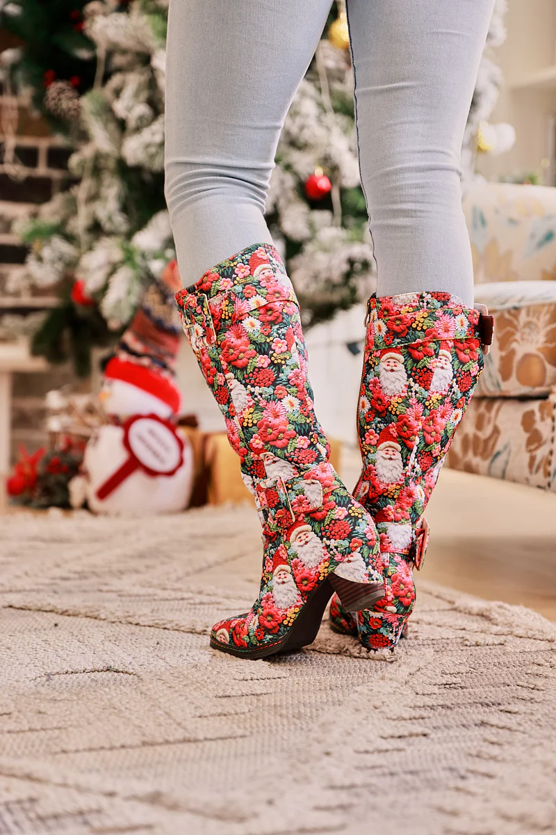 Soffia | Stanta Carnival Christmas Theme Knee-High Boots - Red - Image 4