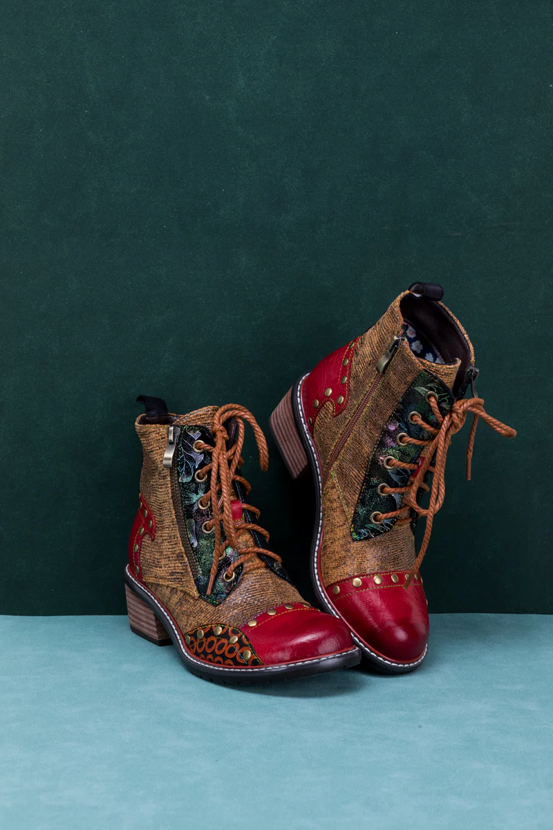 SOFFIA | STUDDED LACE UP LEATHER ANKLE BOOT - Image 10