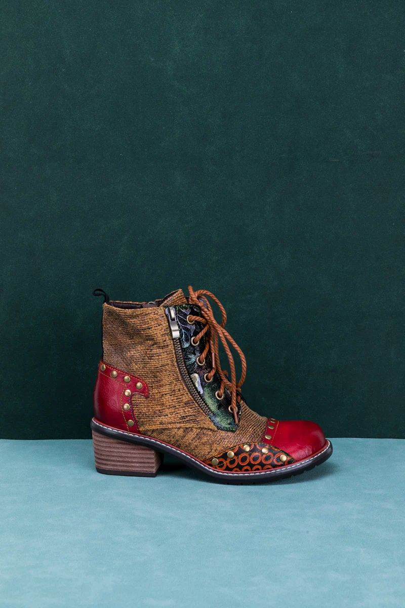 SOFFIA | STUDDED LACE UP LEATHER ANKLE BOOT - Image 11