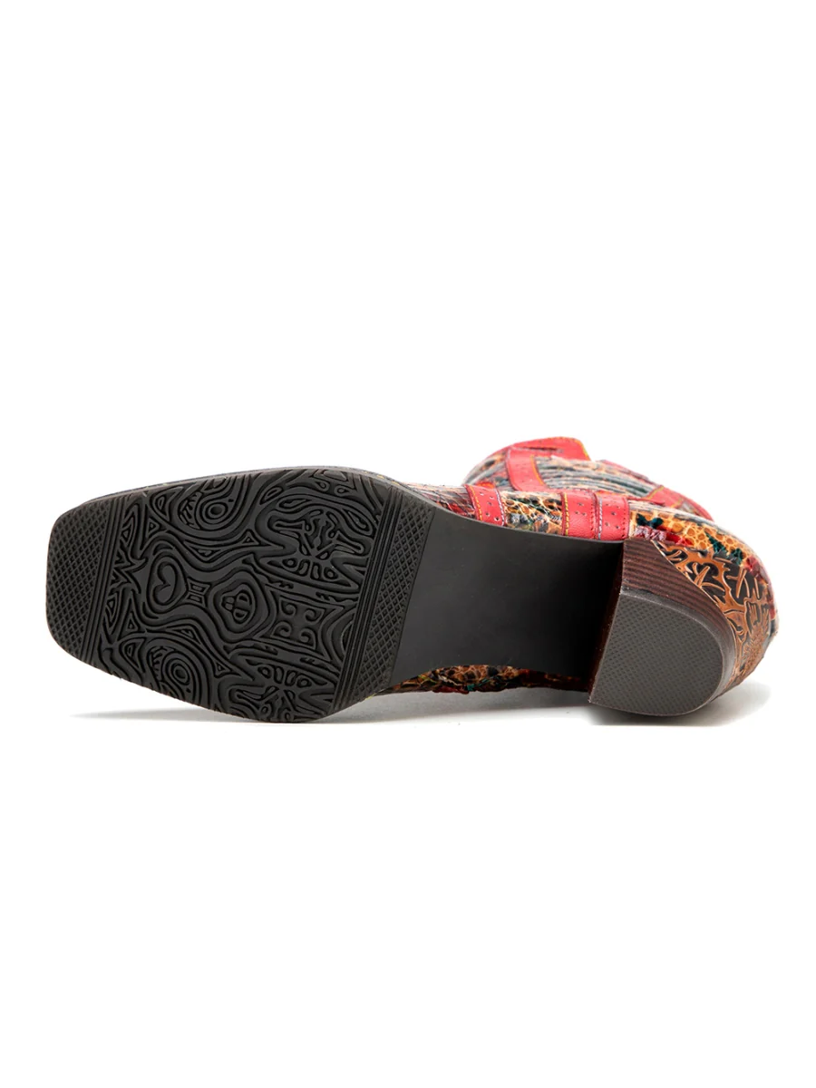 SOFFIA | Terracotta Warriors Vintage Genuine Leather Mid Heel Ankle Boots - Image 12