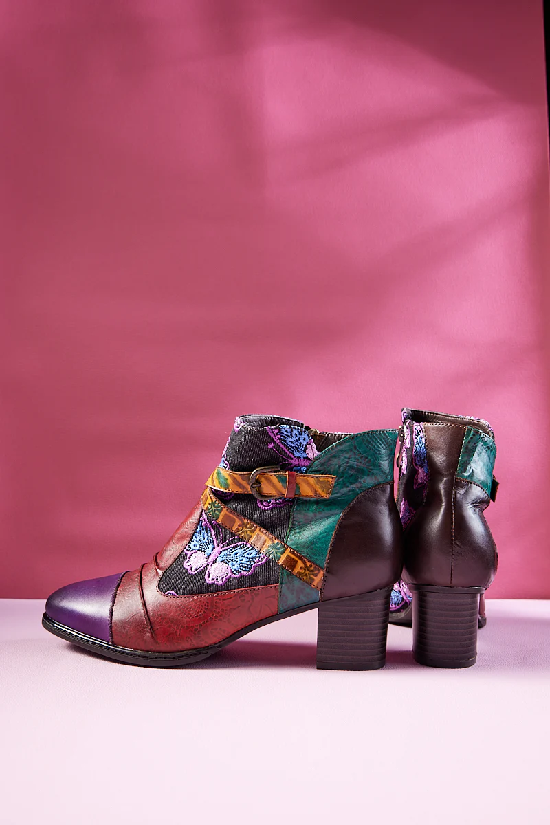 Soffia | Thalia Butterfly Embroidered Leather Ankle Boots - Image 10