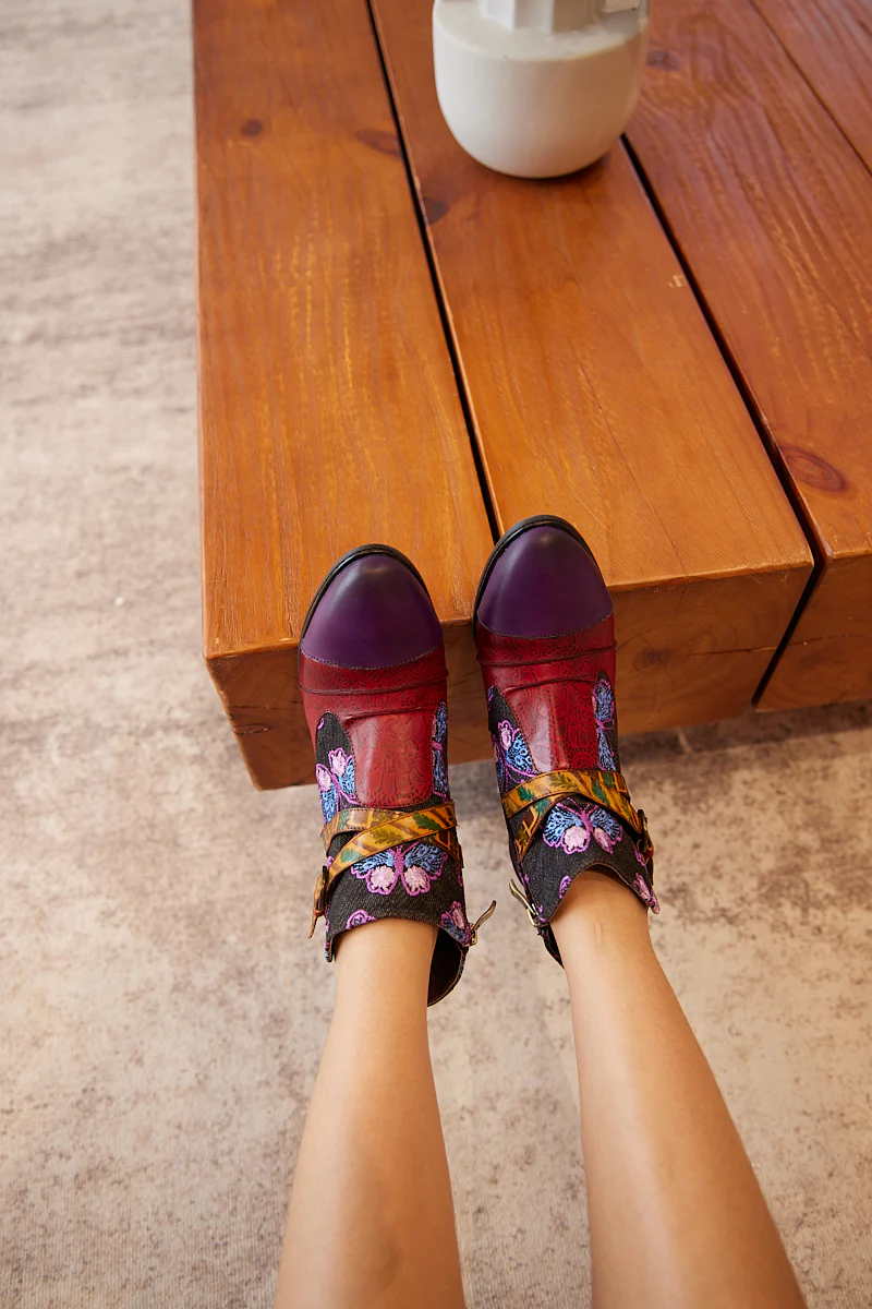 Soffia | Thalia Butterfly Embroidered Leather Ankle Boots - Image 6