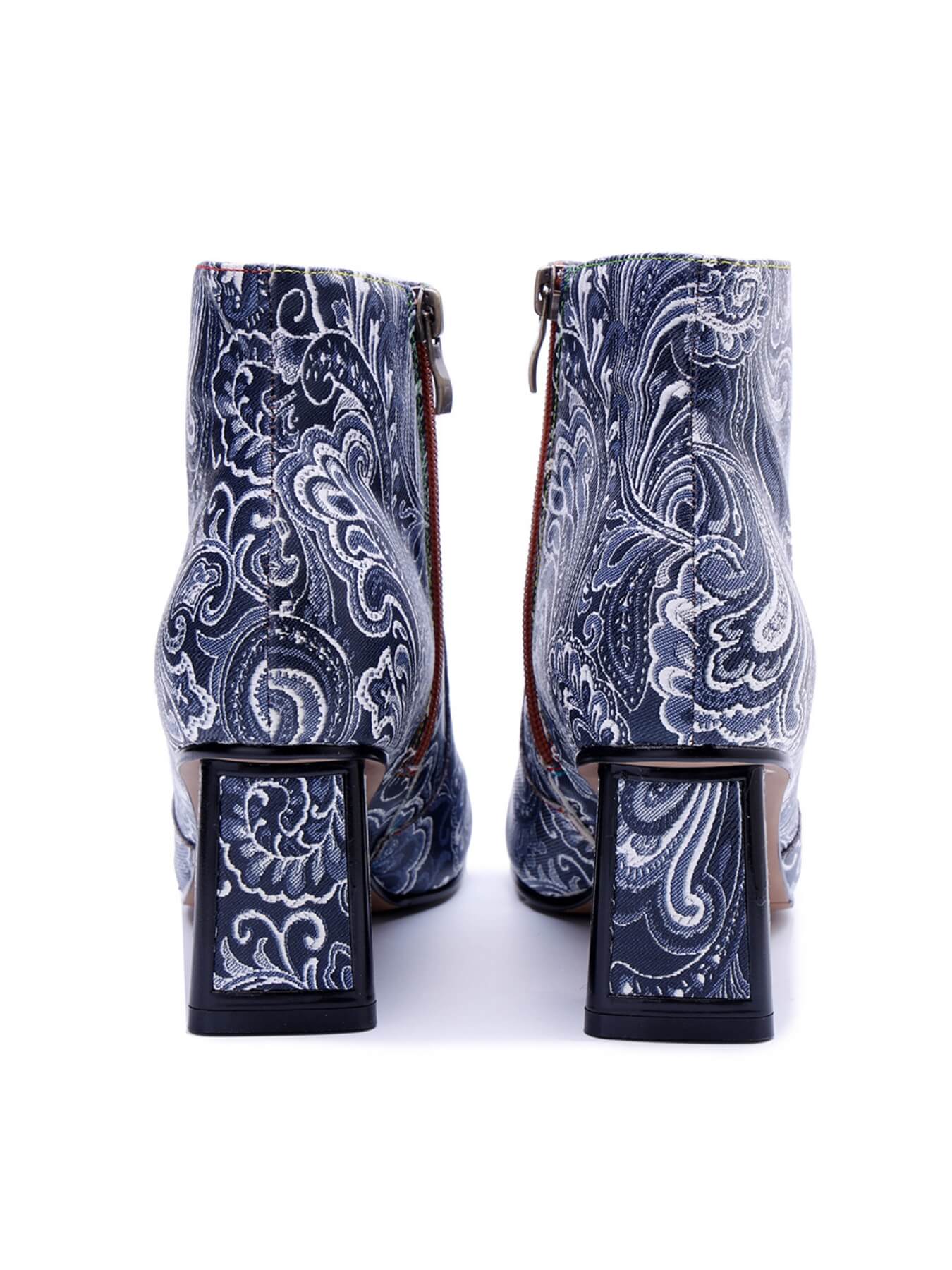 Soffia | Tropic Halo Abstract Paisley Print Leather Ankle Boots - Image 12