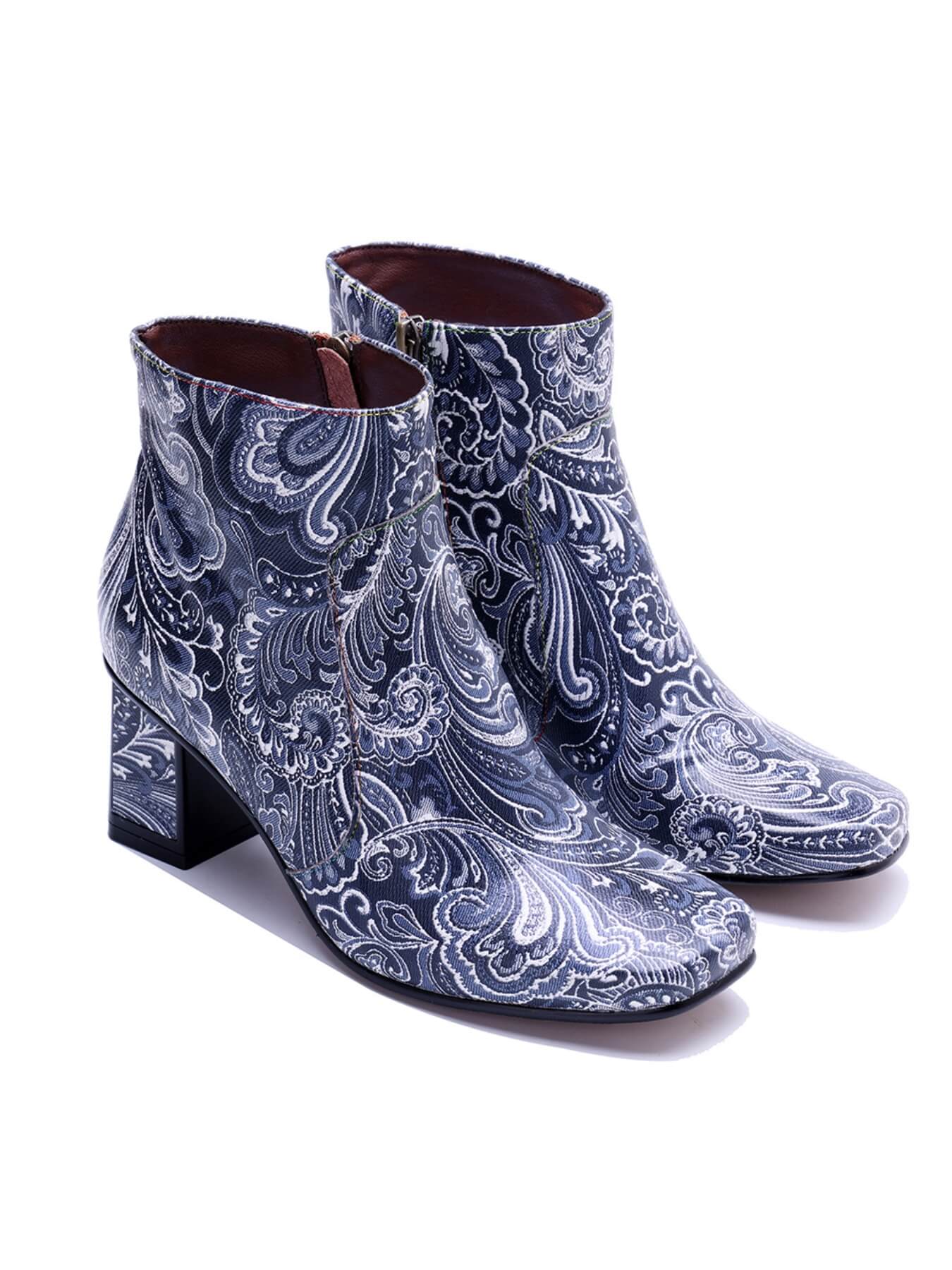 Soffia | Tropic Halo Abstract Paisley Print Leather Ankle Boots - Image 5