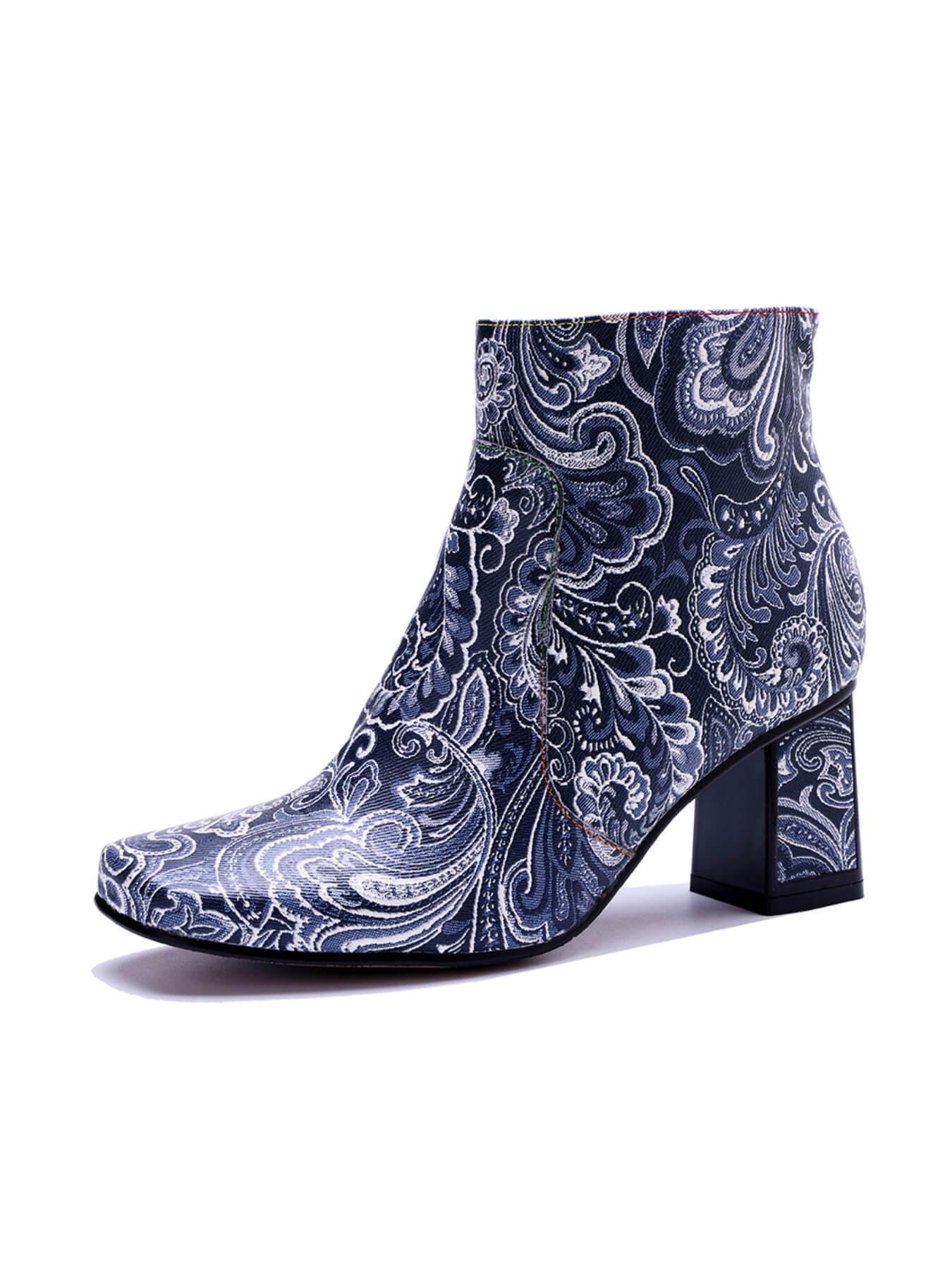 Soffia | Tropic Halo Abstract Paisley Print Leather Ankle Boots - Image 6
