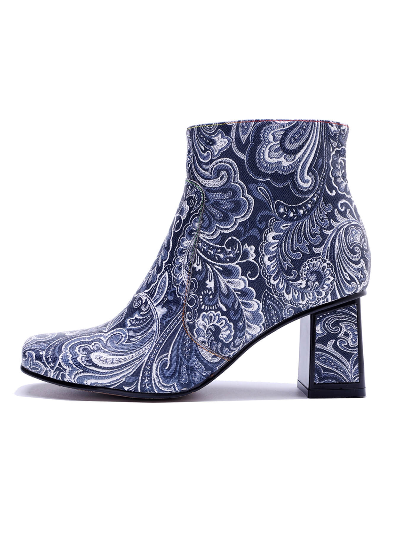 Soffia | Tropic Halo Abstract Paisley Print Leather Ankle Boots - Image 7