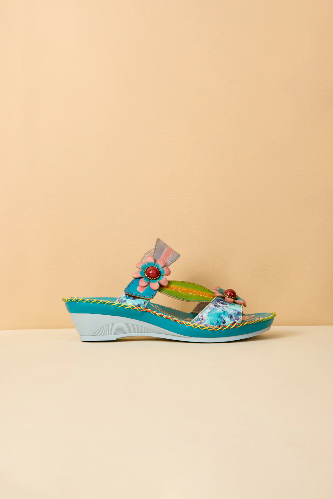 Soffia | Vaughn Floral Applique Leather Sandals - Image 10