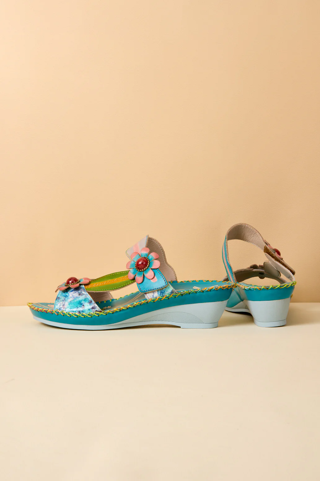 Soffia | Vaughn Floral Applique Leather Sandals - Image 11
