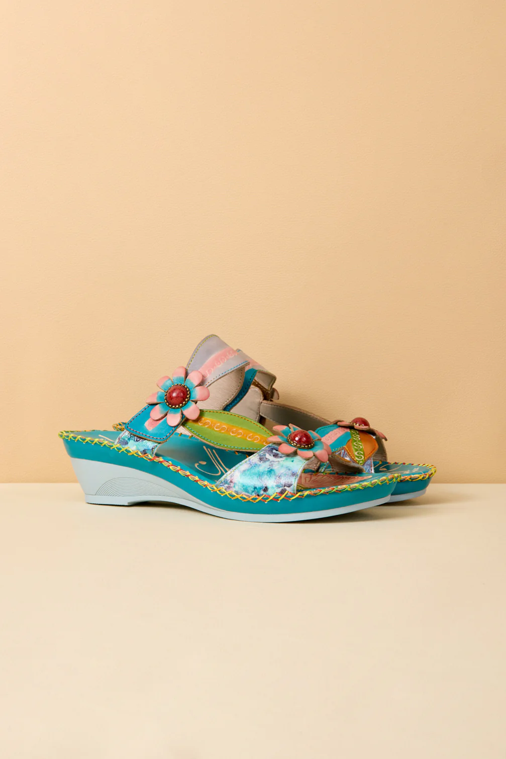 Soffia | Vaughn Floral Applique Leather Sandals - Image 9