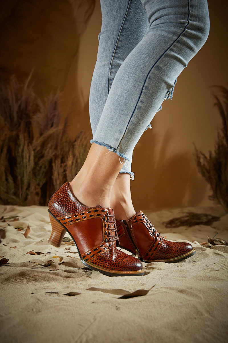 Soffia | Veronika Crack Patterned Leather Oxford - Image 3