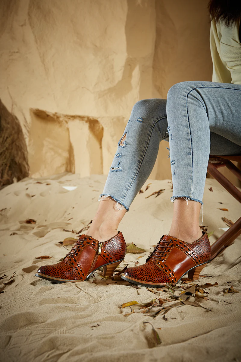 Soffia | Veronika Crack Patterned Leather Oxford - Image 5