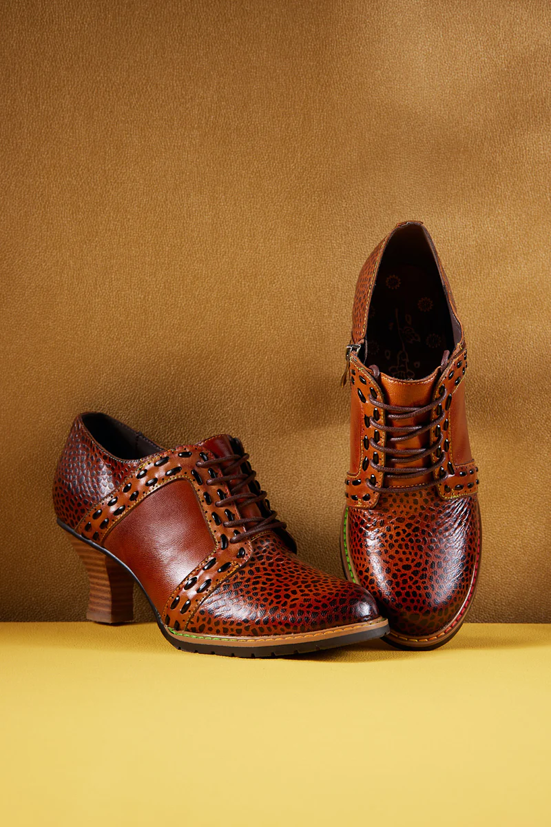 Soffia | Veronika Crack Patterned Leather Oxford - Image 6