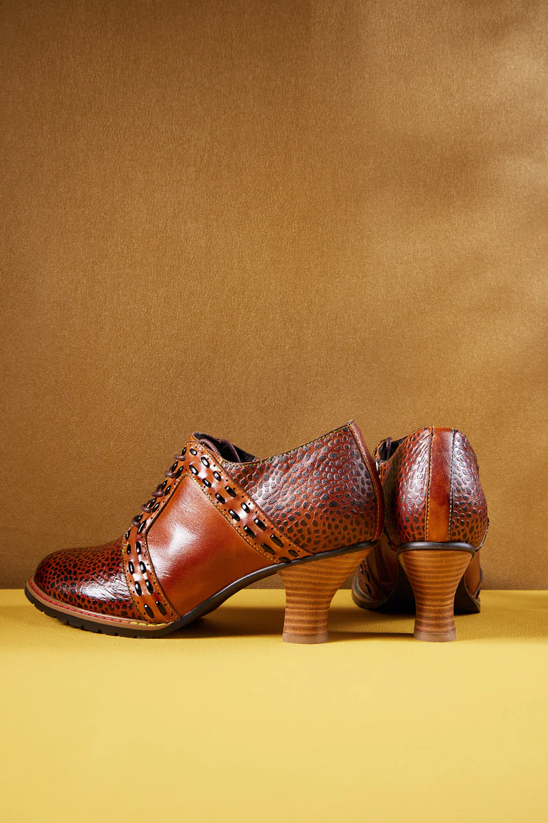 Soffia | Veronika Crack Patterned Leather Oxford - Image 9