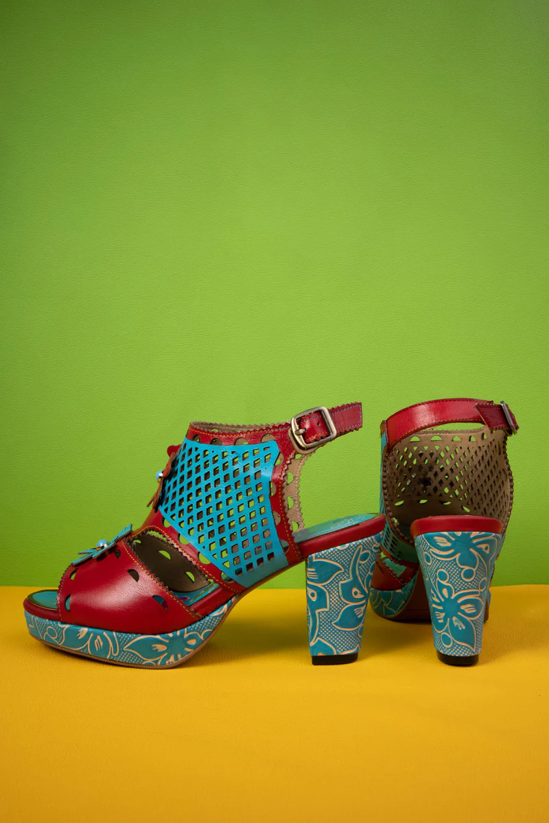 Soffia | Vivien Diamond Perforated Cut-Out Leather Slingback - Image 10