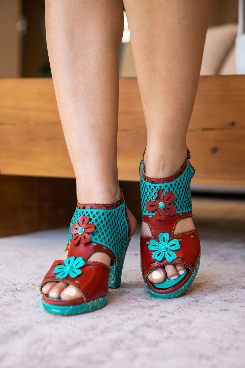 Soffia | Vivien Diamond Perforated Cut-Out Leather Slingback - Image 2