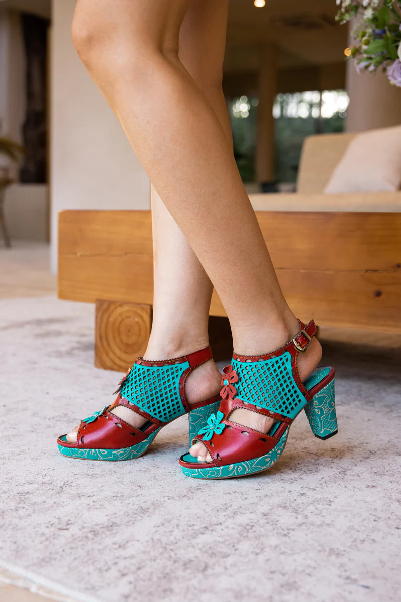 Soffia | Vivien Diamond Perforated Cut-Out Leather Slingback - Image 4