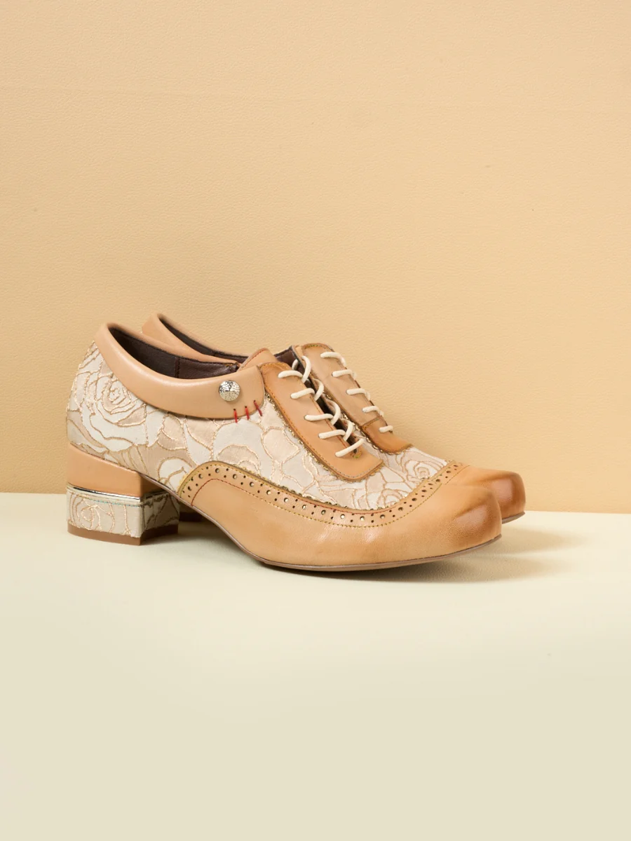 Soffia | Walk In Roses Jacquard Leather Oxford Brogues - Image 2
