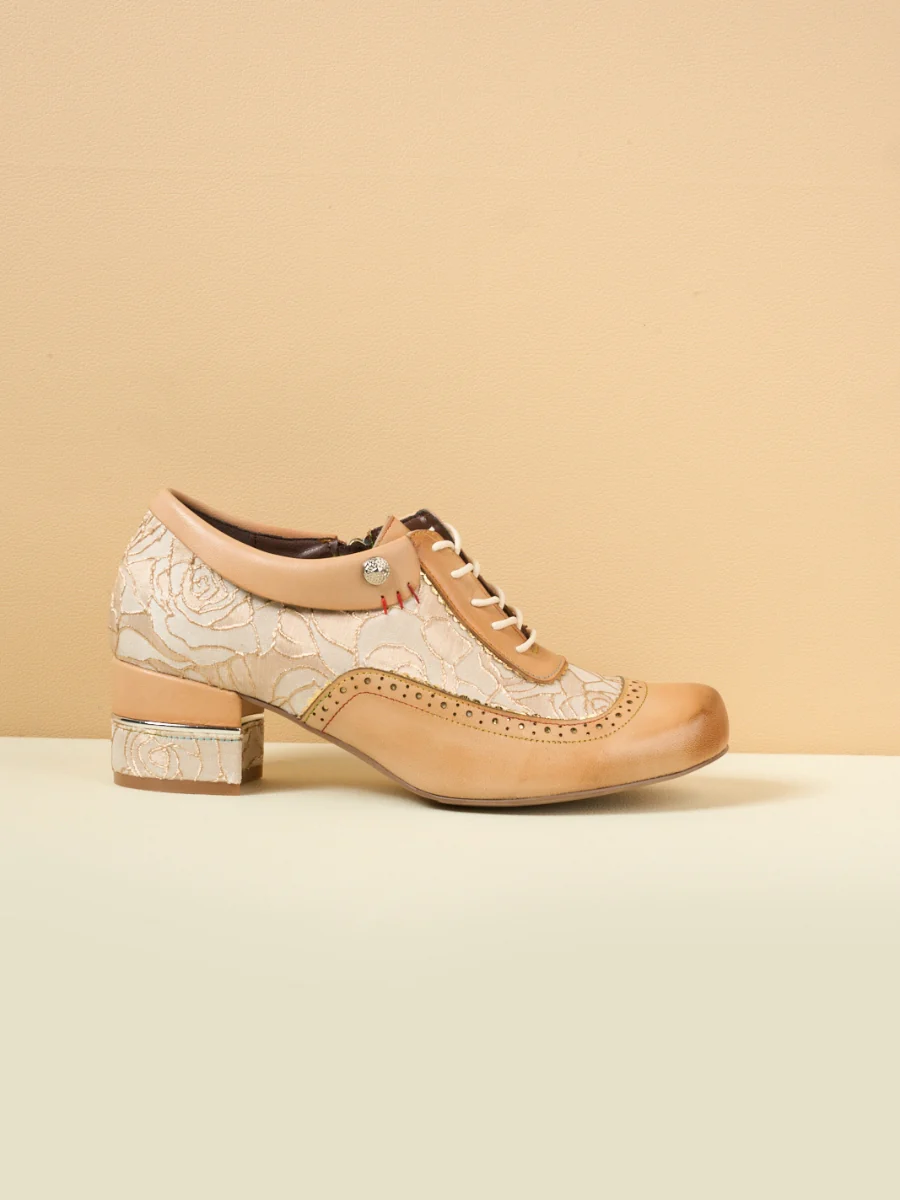 Soffia | Walk In Roses Jacquard Leather Oxford Brogues - Image 3