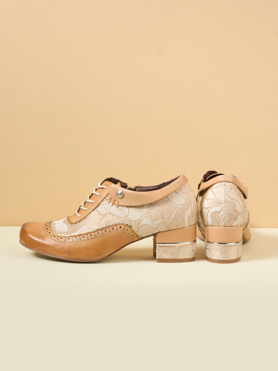 Soffia | Walk In Roses Jacquard Leather Oxford Brogues - Image 4
