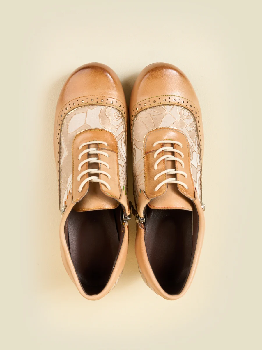 Soffia | Walk In Roses Jacquard Leather Oxford Brogues - Image 5
