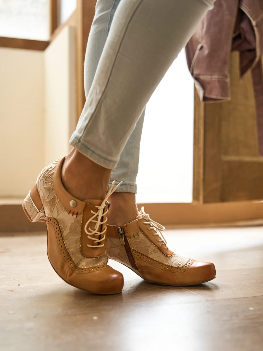 Soffia | Walk In Roses Jacquard Leather Oxford Brogues - Image 7