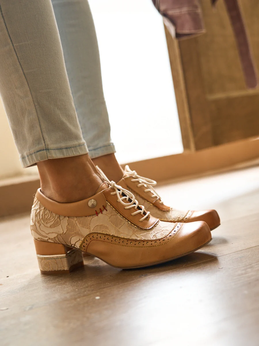 Soffia | Walk In Roses Jacquard Leather Oxford Brogues - Image 8