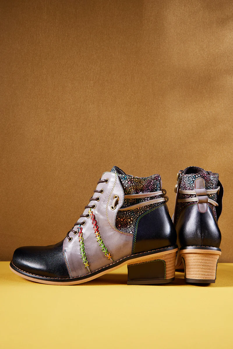 Soffia | Warner Stitching Leather Oxford - Grey - Image 10