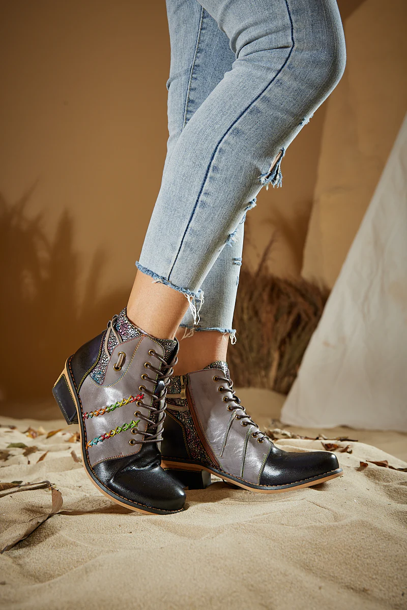 Soffia | Warner Stitching Leather Oxford - Grey - Image 2