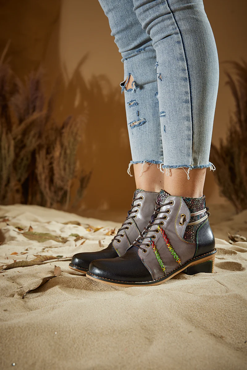 Soffia | Warner Stitching Leather Oxford - Grey - Image 3