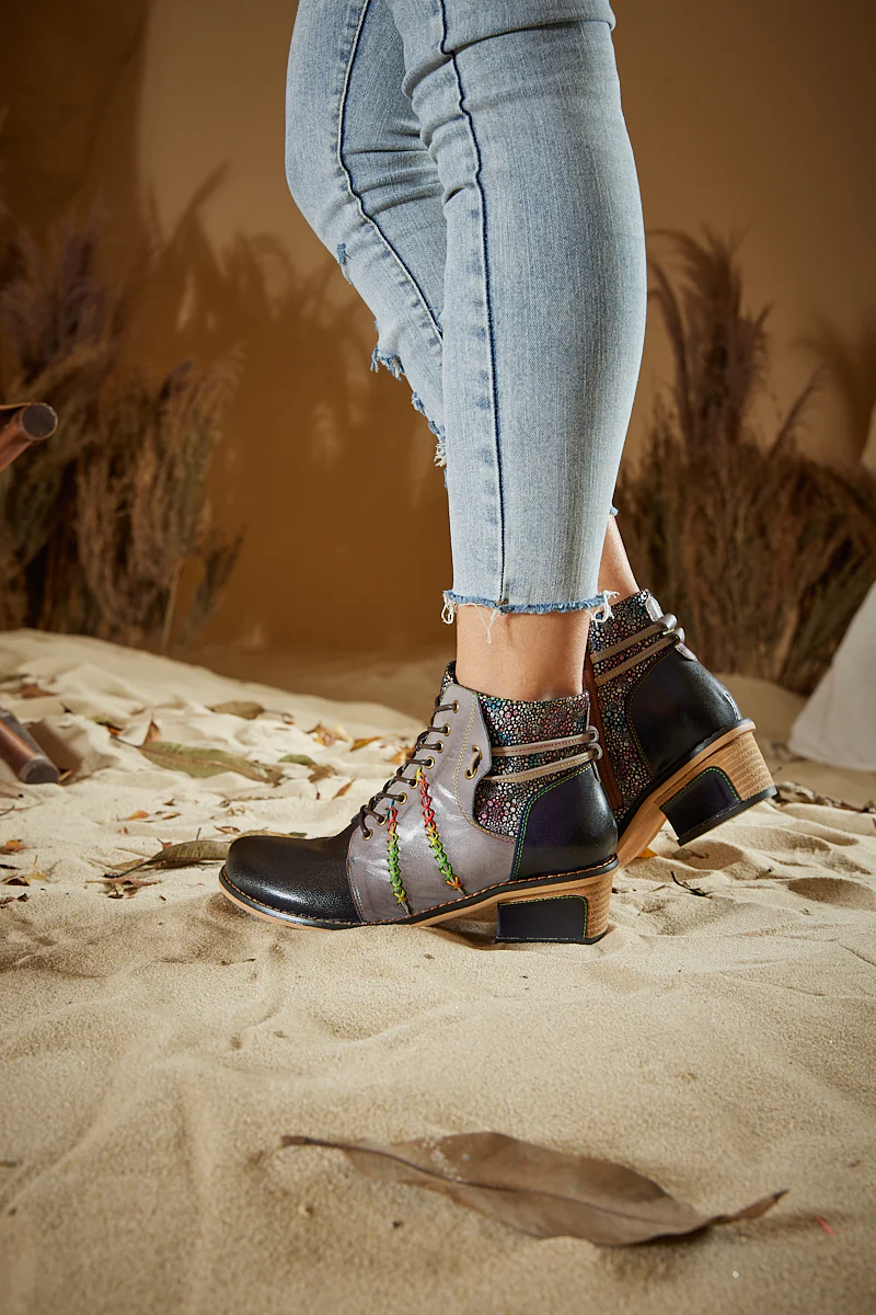 Soffia | Warner Stitching Leather Oxford - Grey - Image 5