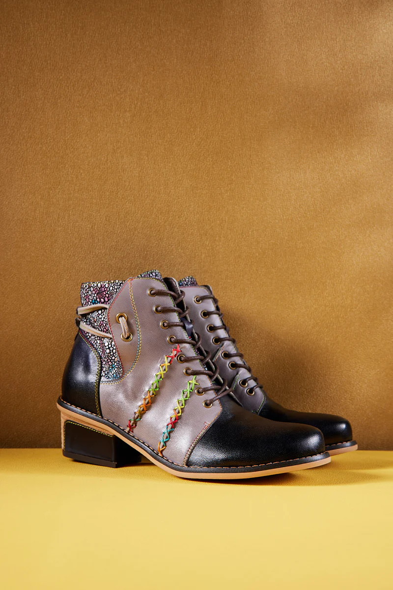 Soffia | Warner Stitching Leather Oxford - Grey - Image 7