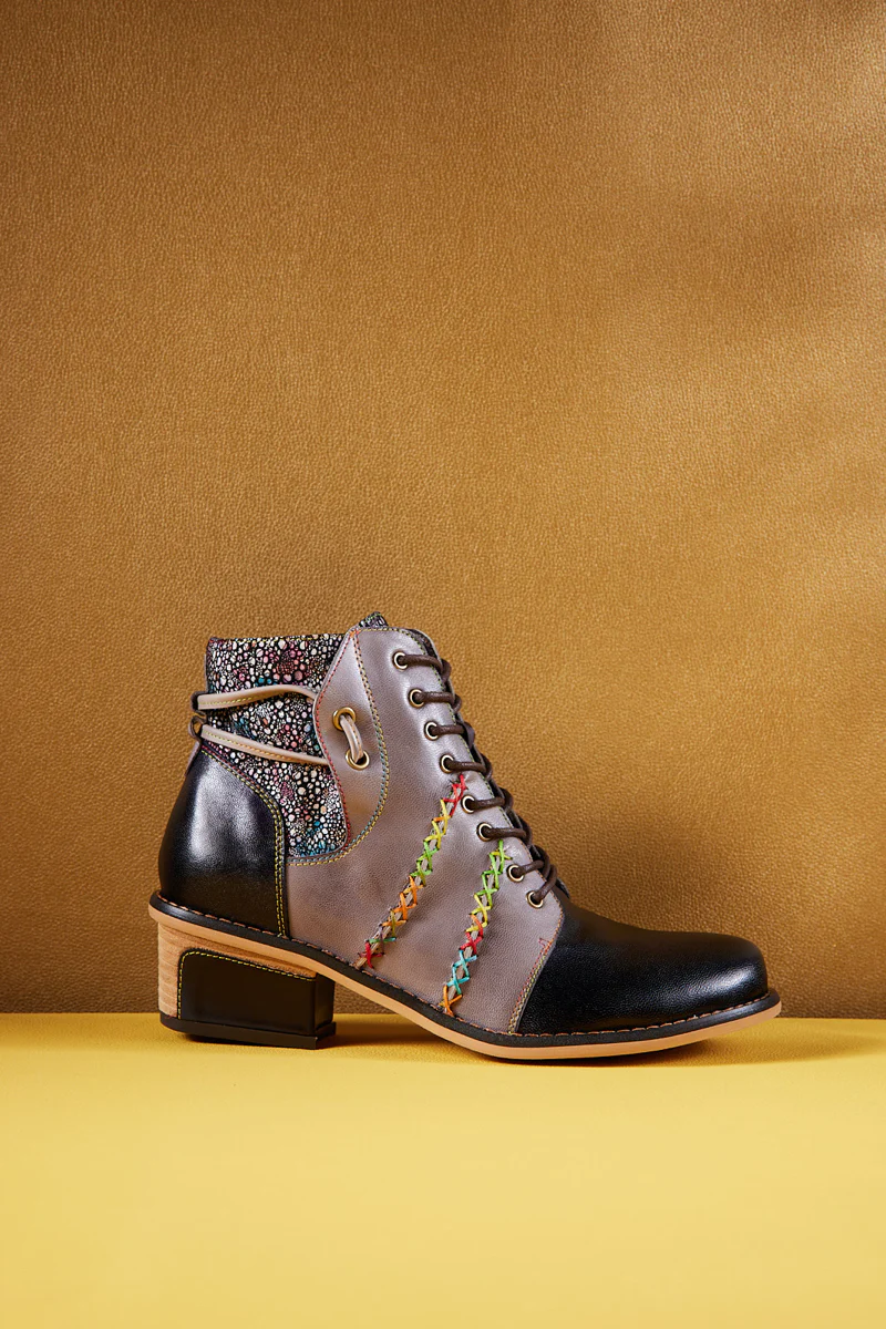 Soffia | Warner Stitching Leather Oxford - Grey - Image 9