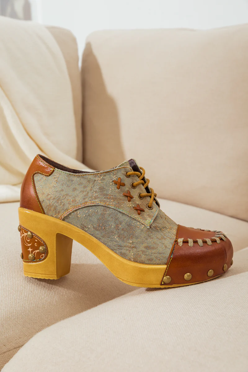 SOFFIA | WHIP-STITCH LEATHER CANVAS PUMP - Image 10