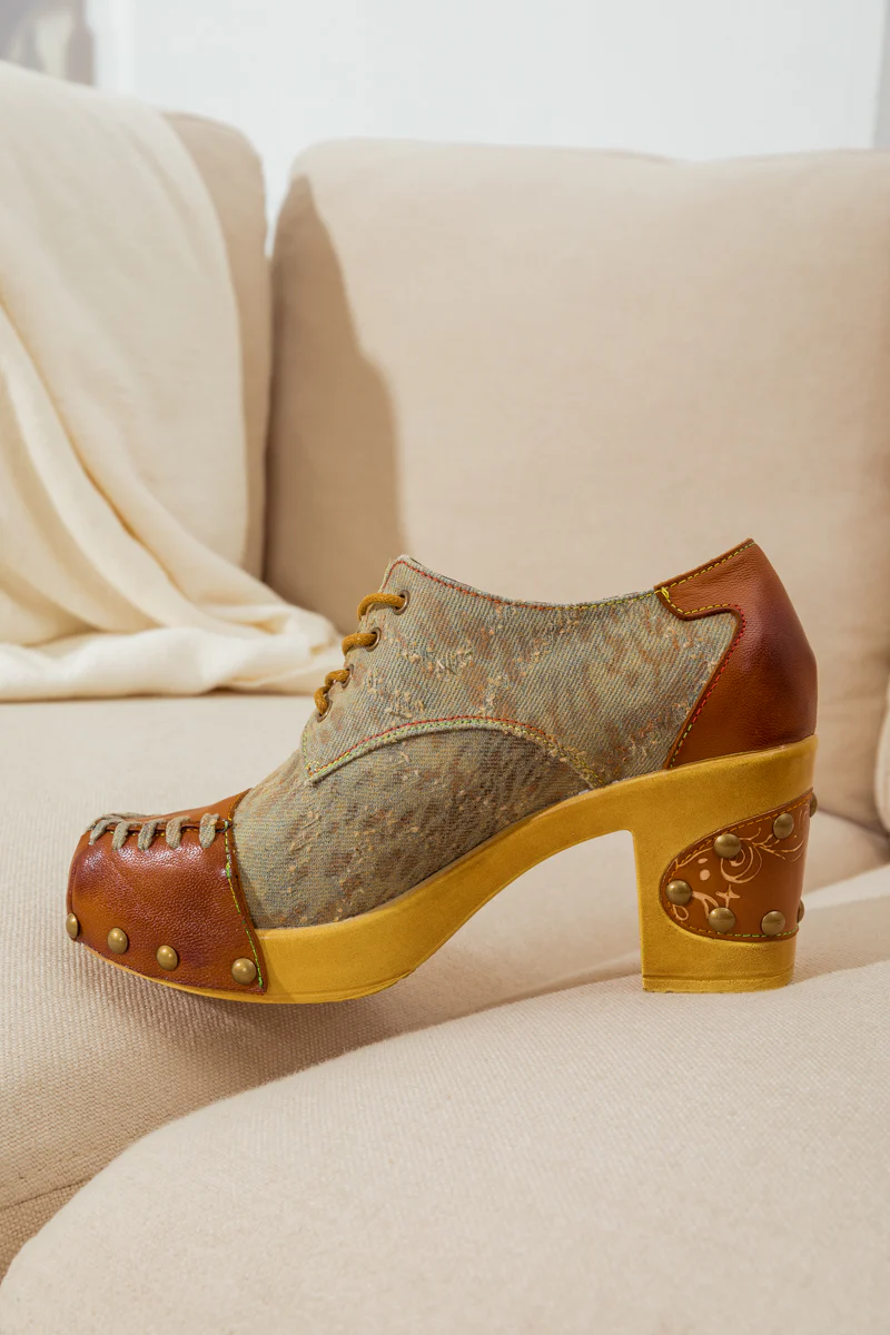 SOFFIA | WHIP-STITCH LEATHER CANVAS PUMP - Image 11