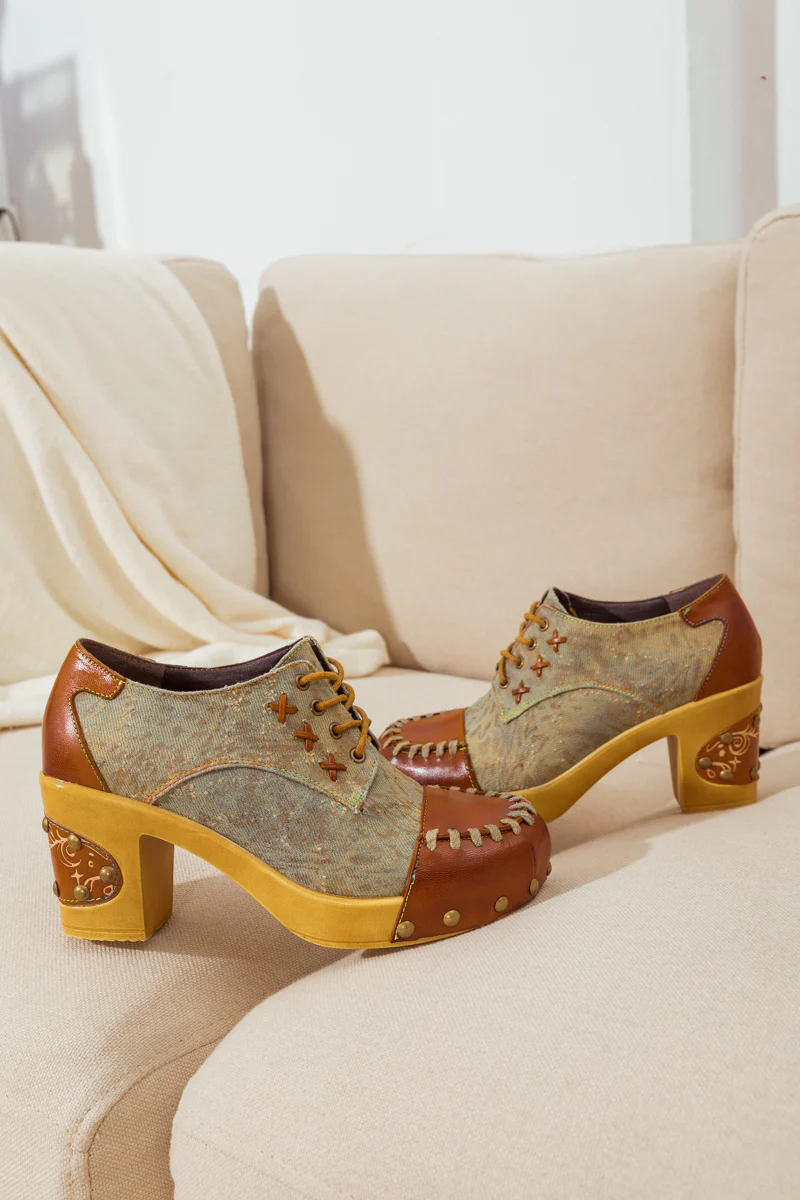SOFFIA | WHIP-STITCH LEATHER CANVAS PUMP - Image 12