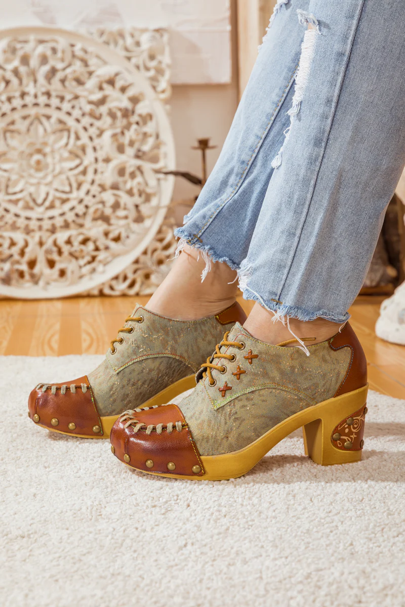 SOFFIA | WHIP-STITCH LEATHER CANVAS PUMP - Image 5